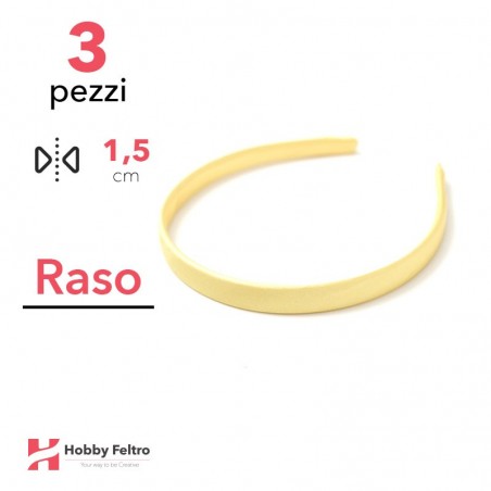 Cerchietto per Capelli Raso 1,5cm Kit 3 Pezzi Giallo COD.27