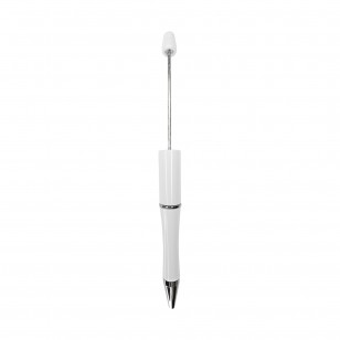 penna personalizzabile con perle e oggetti in silicone bianco