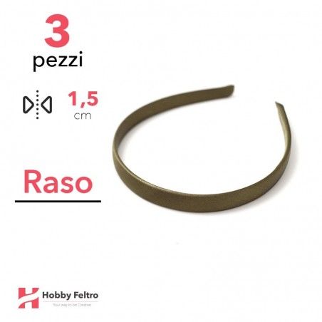 Cerchietto per Capelli Raso 1,5cm Kit 3 Pezzi Verde Oliva COD.28