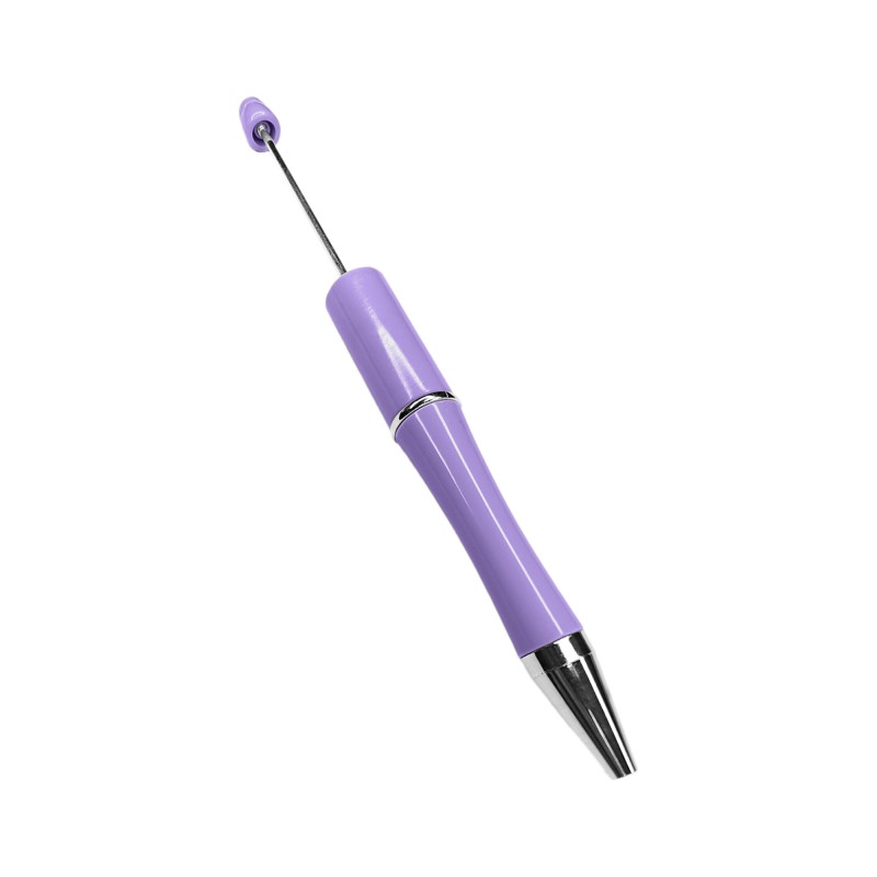 penna personalizzabile con perle e oggetti in silicone violetto