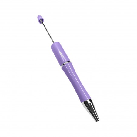 penna personalizzabile con perle e oggetti in silicone violetto