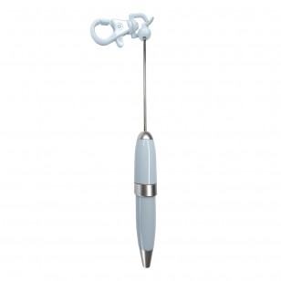 penna personalizzabile con perle e oggetti in silicone azzurro