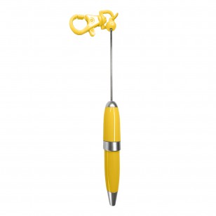 penna personalizzabile con perle e oggetti in silicone giallo