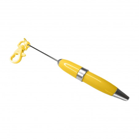 penna personalizzabile con perle e oggetti in silicone giallo