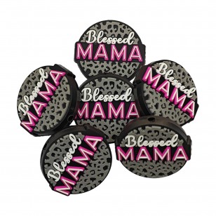 perlina separatore Blessed mama 32x30mm in silicone alimentare per personalizzare penne portachiavi collane braccialetti nero