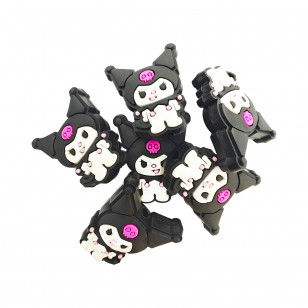 perlina separatore kuromi 30x25mm in silicone alimentare per personalizzare penne portachiavi collane braccialetti