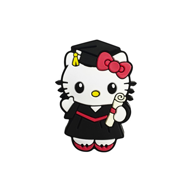 perlina separatore hello kitty laurea 37x27mm in silicone alimentare per personalizzare penne portachiavi collane braccialetti