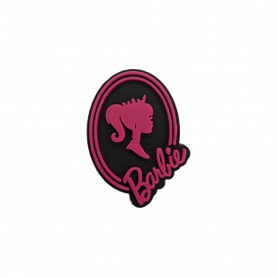 perlina separatore logo Barbie 32x28mm in silicone alimentare per personalizzare penne portachiavi collane braccialetti