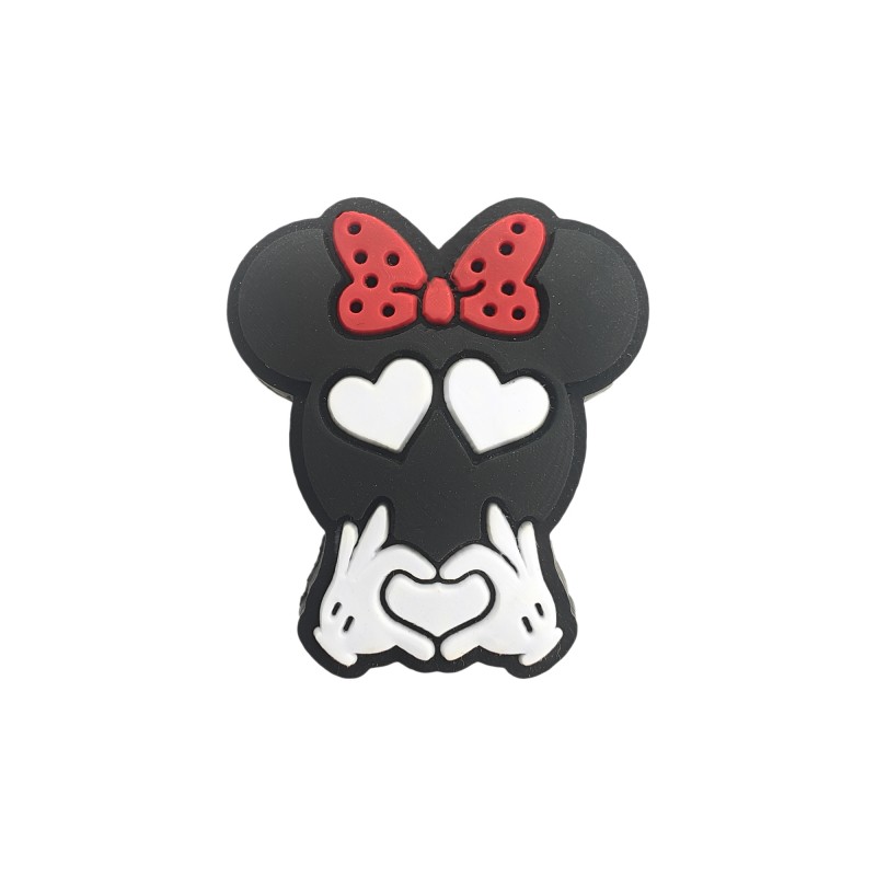 perlina separatore minnie mouse cuore 30x26mm in silicone alimentare per personalizzare penne portachiavi collane braccialetti