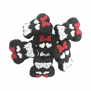 perlina separatore minnie mouse cuore 30x26mm in silicone alimentare per personalizzare penne portachiavi collane braccialetti