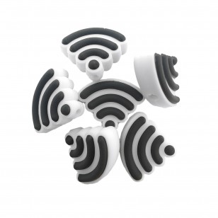 perlina separatore logo wi-fi 24x24mm in silicone alimentare per personalizzare penne portachiavi collane braccialetti