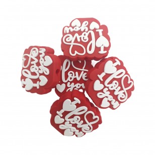 perlina separatore scritta i love you 30x28mm in silicone alimentare per personalizzare penne portachiavi collane bracciali