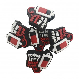 perlina separatore scritta coffee 30x28mm in silicone alimentare per personalizzare penne portachiavi collane bracciali