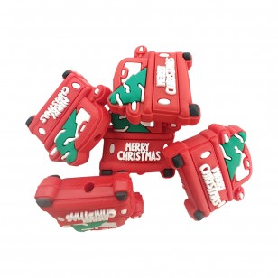 perlina separatore scritta truck natale 28x27mm in silicone alimentare per personalizzare penne portachiavi collane bracciali