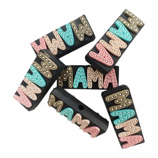 perlina separatore scritta mama pois 34x14mm in silicone alimentare per personalizzare penne portachiavi collane bracciali