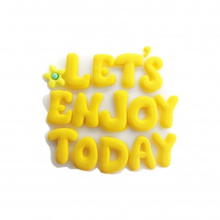 perlina separatore scritta let's enjoy today 31x29mm in silicone alimentare per personalizzare penne portachiavi collane