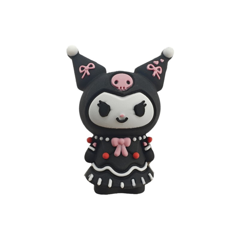 perlina separatore 3d kuromi hello kitty 32x25mm in silicone alimentare per personalizzare penne portachiavi collane