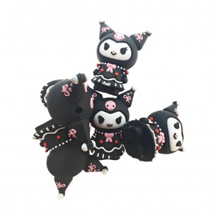 perlina separatore 3d kuromi hello kitty 32x25mm in silicone alimentare per personalizzare penne portachiavi collane