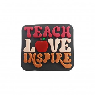 perlina separatore teach love inspire 30x27mm in silicone alimentare per personalizzare penne portachiavi collane