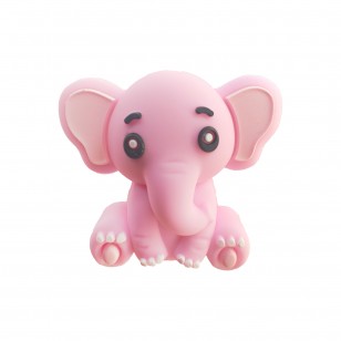 perlina separatore elefante rosa 3d 30x25mm in silicone alimentare per personalizzare penne portachiavi collane
