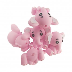 perlina separatore elefante rosa 3d 30x25mm in silicone alimentare per personalizzare penne portachiavi collane