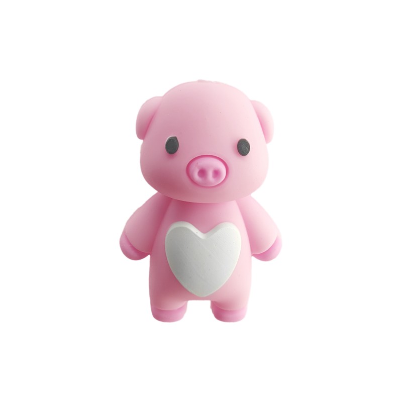 perlina separatore maialino rosa 3d 28x19mm in silicone alimentare per personalizzare penne portachiavi collane