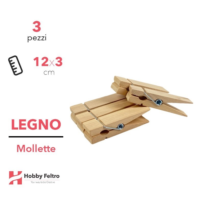 Mollette in legno segnaposto 12cm KIT 3 Pezzi