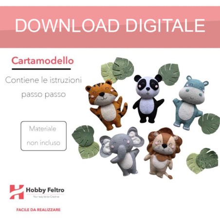 cartamodello scaricabile pdf di animali safari da ritagliare in pannolenci