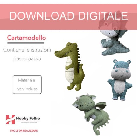 cartamodello drago dinosauro ippopotamo coccodrillo in pdf scaricabile formato a4