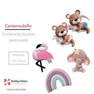 cartamodello orso luna arcobaleno elefante fenicottero in pdf scaricabile formato a4