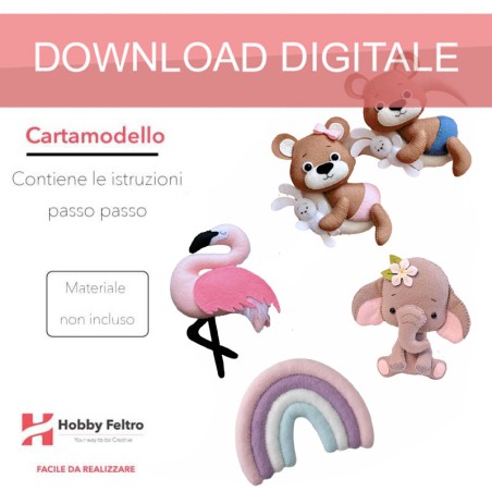 cartamodello orso luna arcobaleno elefante fenicottero in pdf scaricabile formato a4