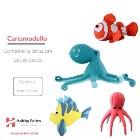 cartamodello pesci polpi flounder sirenetta nemo in pdf scaricabile formato a4