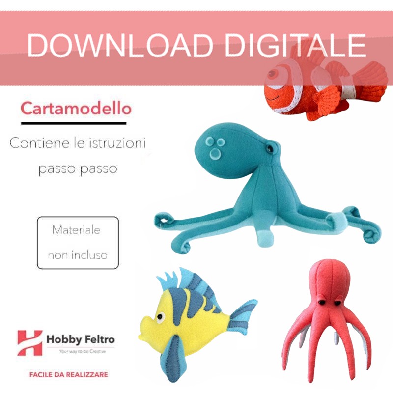 cartamodello pesci polpi flounder sirenetta nemo in pdf scaricabile formato a4