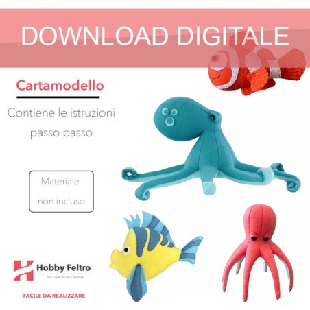 cartamodello pesci polpi flounder sirenetta nemo in pdf scaricabile formato a4
