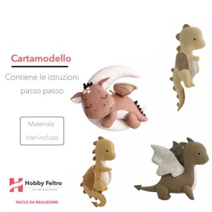 cartamodello draghi pdf scaricabile per realizzare pupazzi in pannolenci per bambini e giostrine