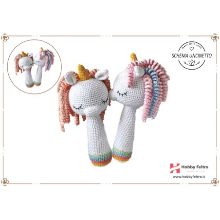 schema per uncinetto sonaglio per neonati unicorno