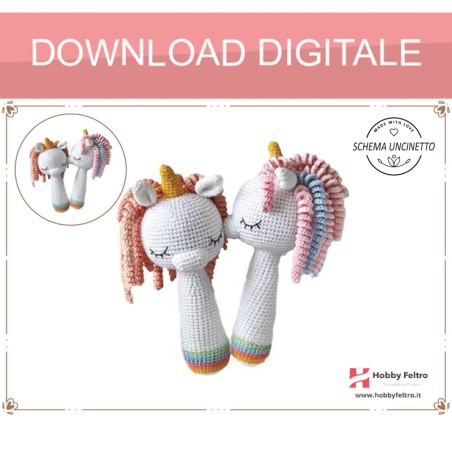 schema per uncinetto sonaglio per neonati unicorno pdf digitale