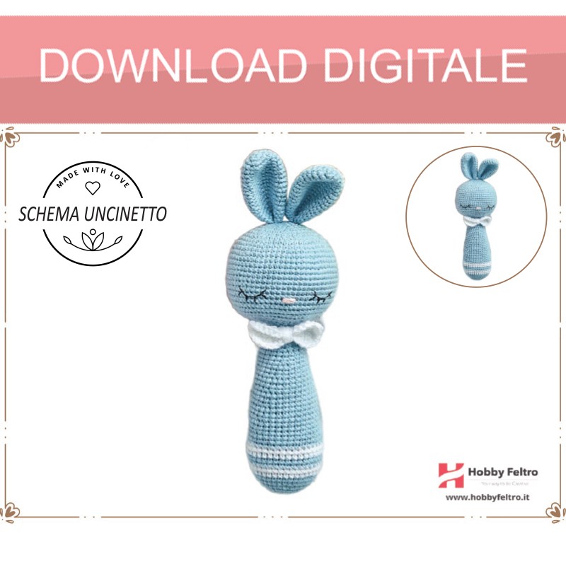 schema per uncinetto sonaglio per neonati coniglio pdf digitale