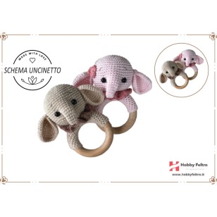 schema per uncinetto sonaglio per bebè per dentizione elefante