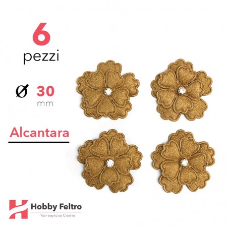 Fiori Strass Alcantara 6 Pezzi Giallo Senape COD.03