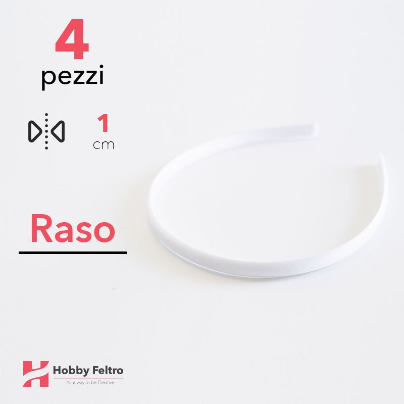 Cerchietto per Capelli Raso 1cm Kit 4 Pezzi Bianco COD.01