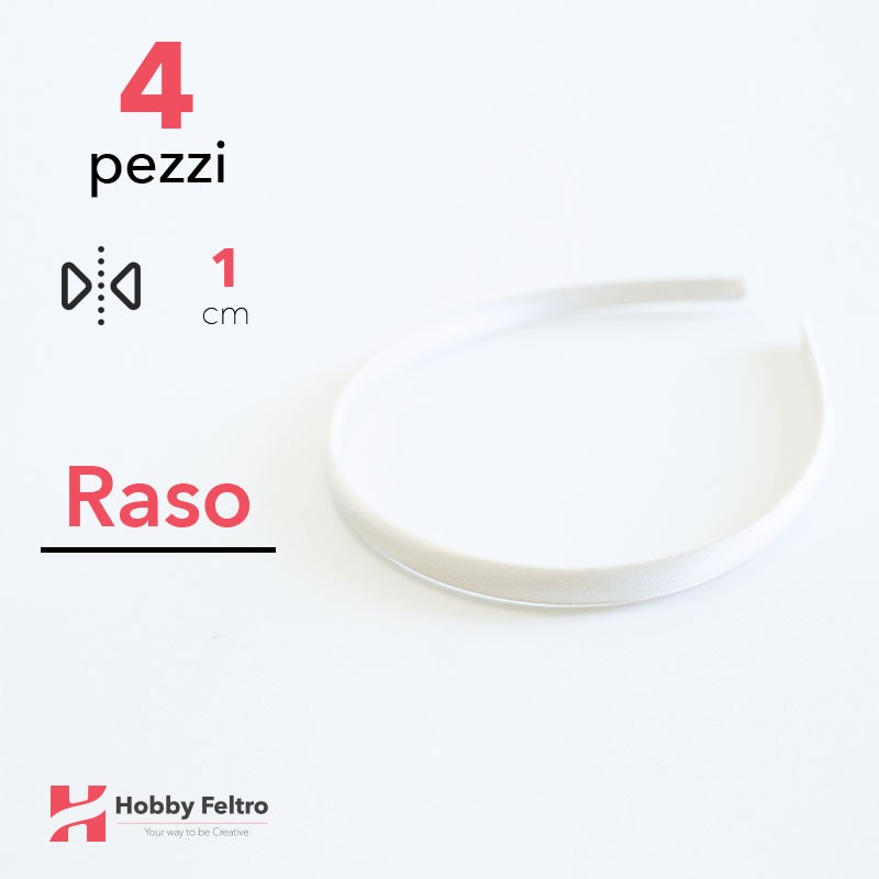 Cerchietto per Capelli Raso 1cm Kit 4 Pezzi Avorio COD.02