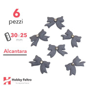 Fiocchetti Strass Alcantara 6 Pezzi Grigio Scuro COD.06