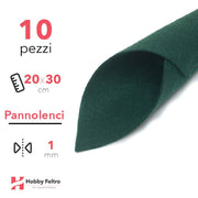 Pannolenci Tinta Unita 20x30cm 1mm 10 Pezzi COD.VERDE NATALE