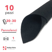 Pannolenci Tinta Unita 20x30cm 1mm 10 Pezzi COD.NERO