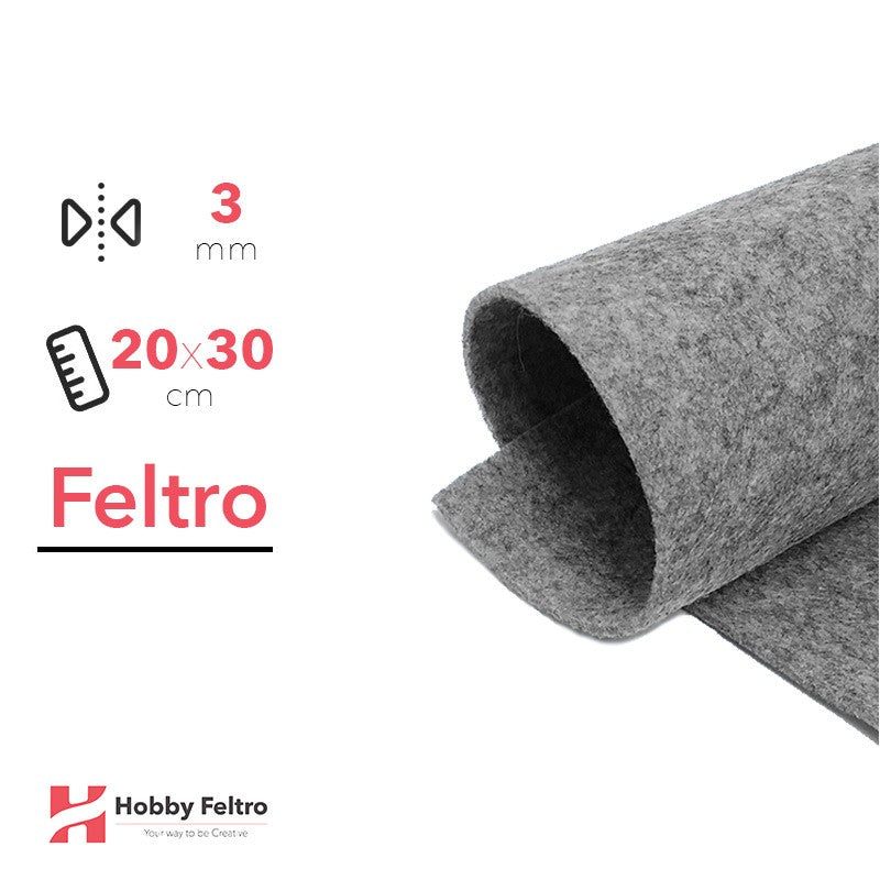 Feltro 20x30cm 3mm Grigio Nero Mélange COD.35
