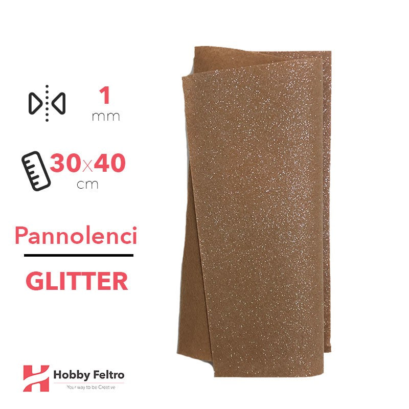 Pannolenci Glitter Tinta Unita 30x40cm 1mm BISCOTTO COD.39