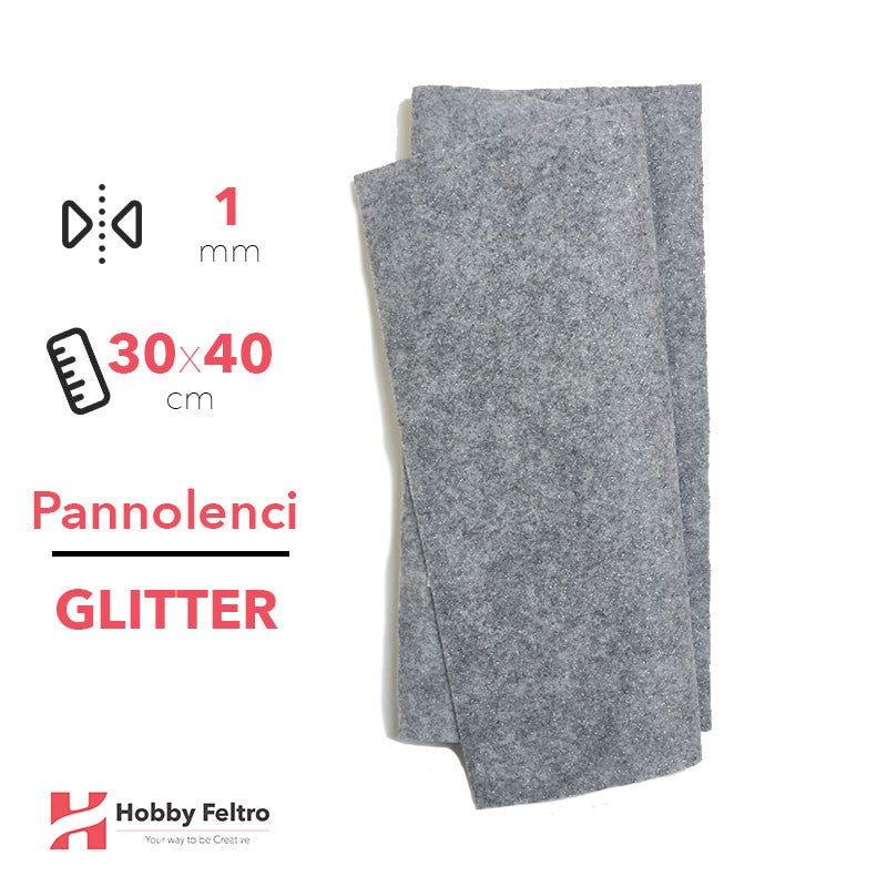 Pannolenci Glitter Tinta Unita 30x40cm 1mm GRIGIO
