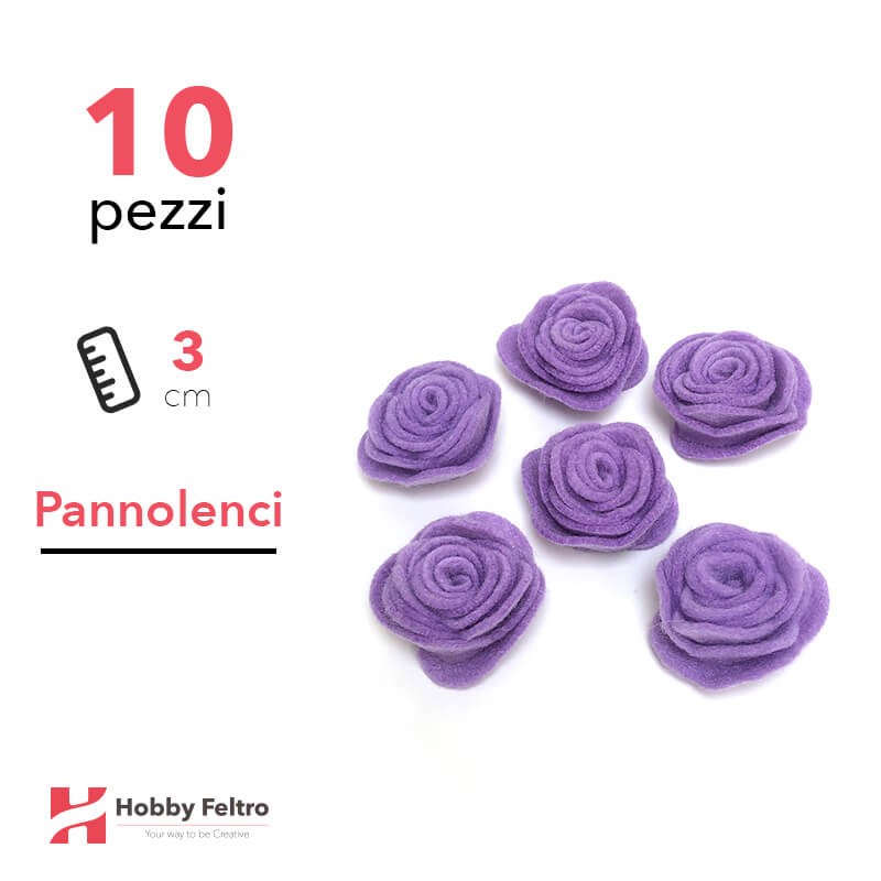 Rosa Piccola Pannolenci 10 Pezzi Viola COD.10