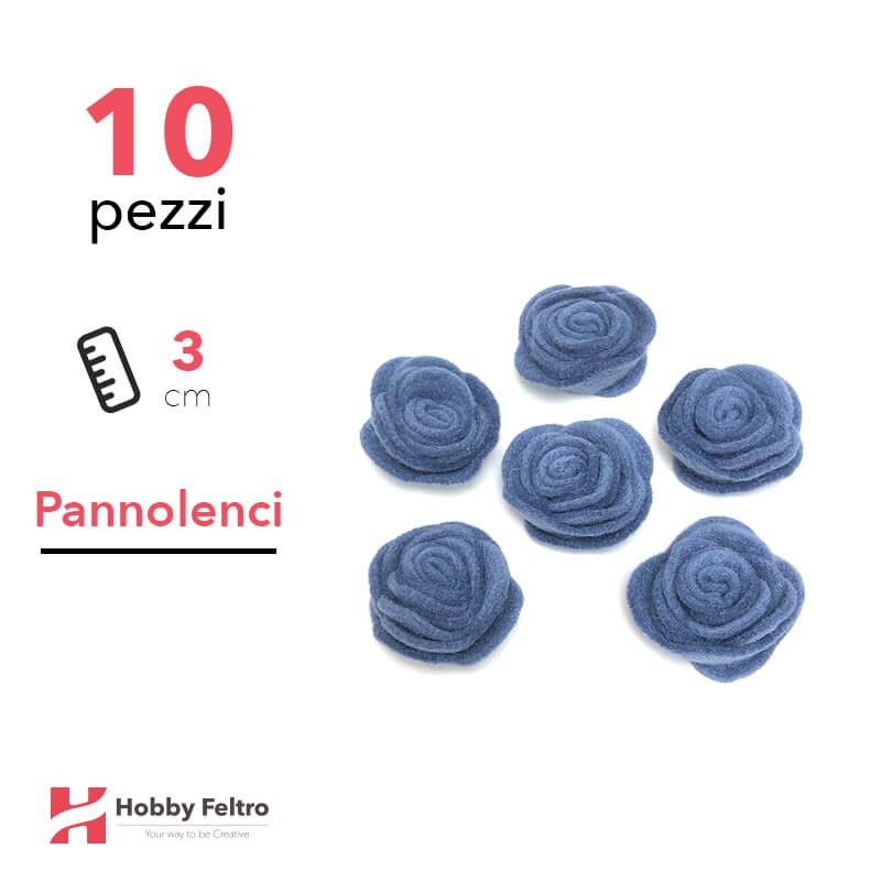 Rosa Piccola Pannolenci 10 Pezzi Blu Reale COD.32